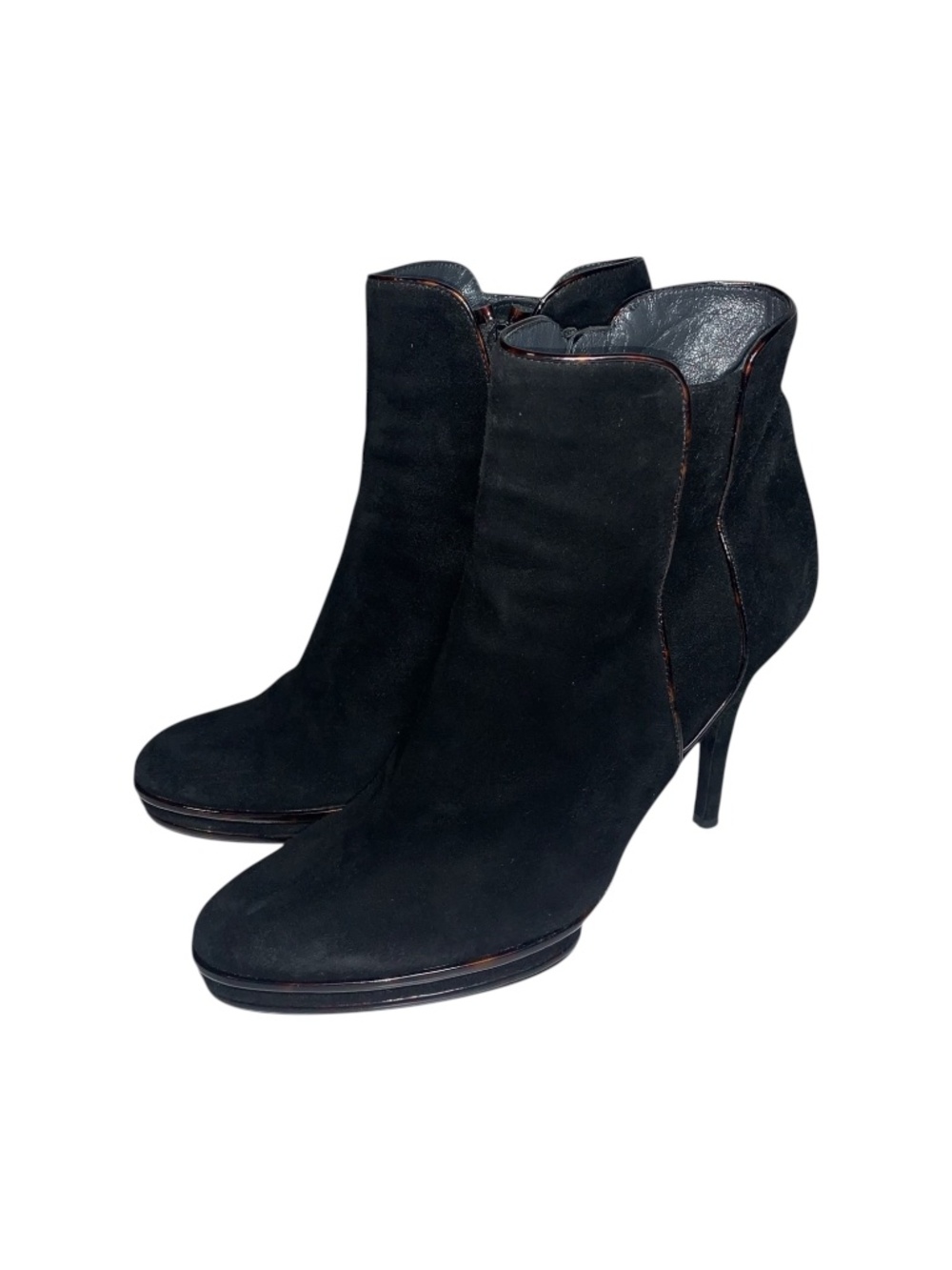 Stuart Weitzman Platform Heeled Ankle Booties Women’s Size 10 Black Suede